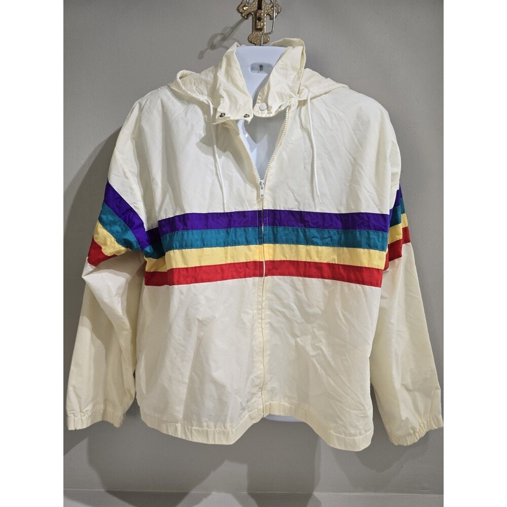 Vintage 80'S Arnold Palmer Golf Jacket 2 Pocket Mens XL Windbreaker Rainbow Hood